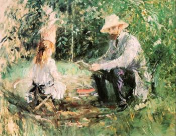 貝爾特 摩裡索特 Eugene Manet and his Daughter Julie in the Garden (The Husband and Daughter of the Artist)